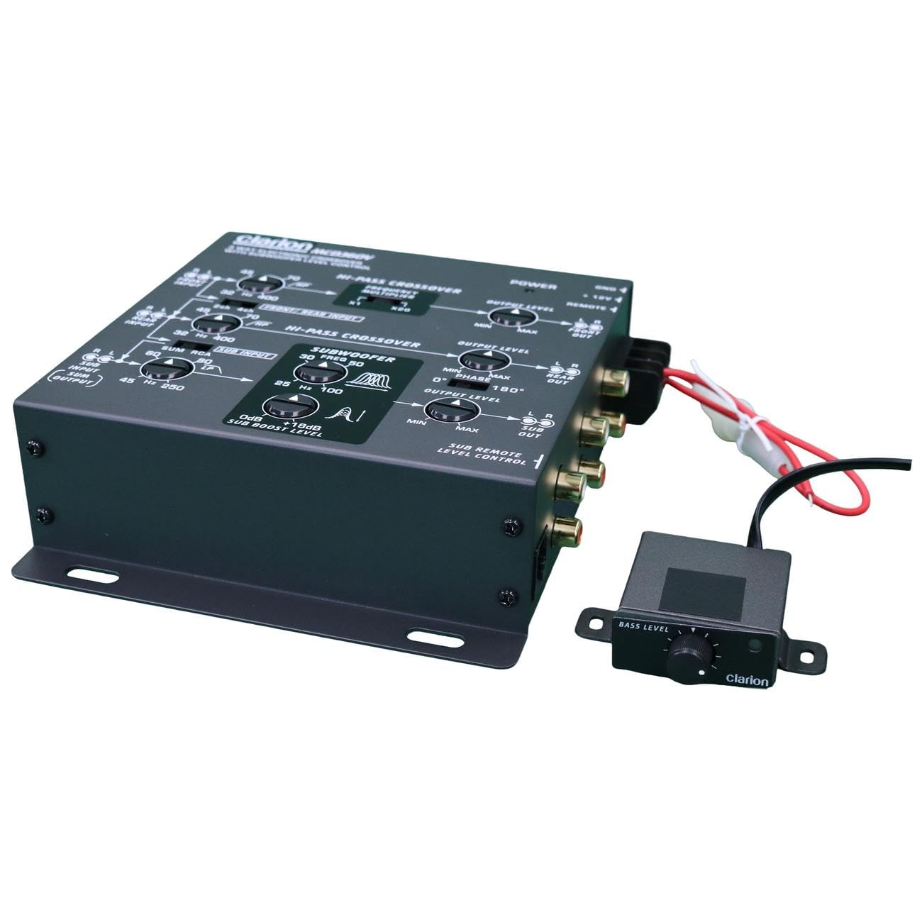 Clarion MCD360V 3 Vías 6 Canales RCA Entradas Crossover Electrónico Control Nivel Subwoofer Remoto Salida Nivel Ajustable Subwoofer Delantero Trasero