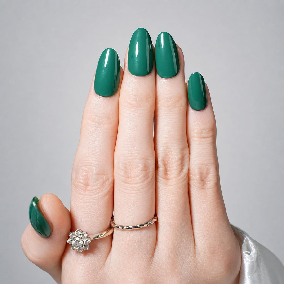 SXC Uñas postizas de la marca Cosmetics | Serie X1, almendra corta (026 Esmalte Esmeralda)