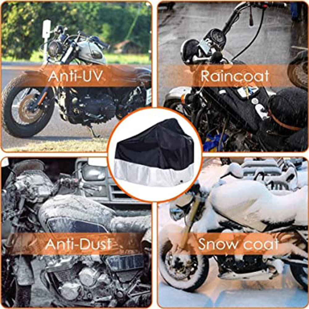 Biula, Funda para Moto, con Protección UV, Negro/Plata, XL