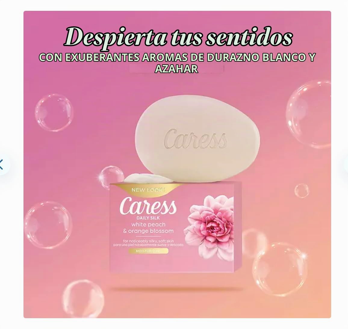 Caress Jabón Corporal en Barra con Durazno y Flor de Naranjo, Caress, 16 piezas
