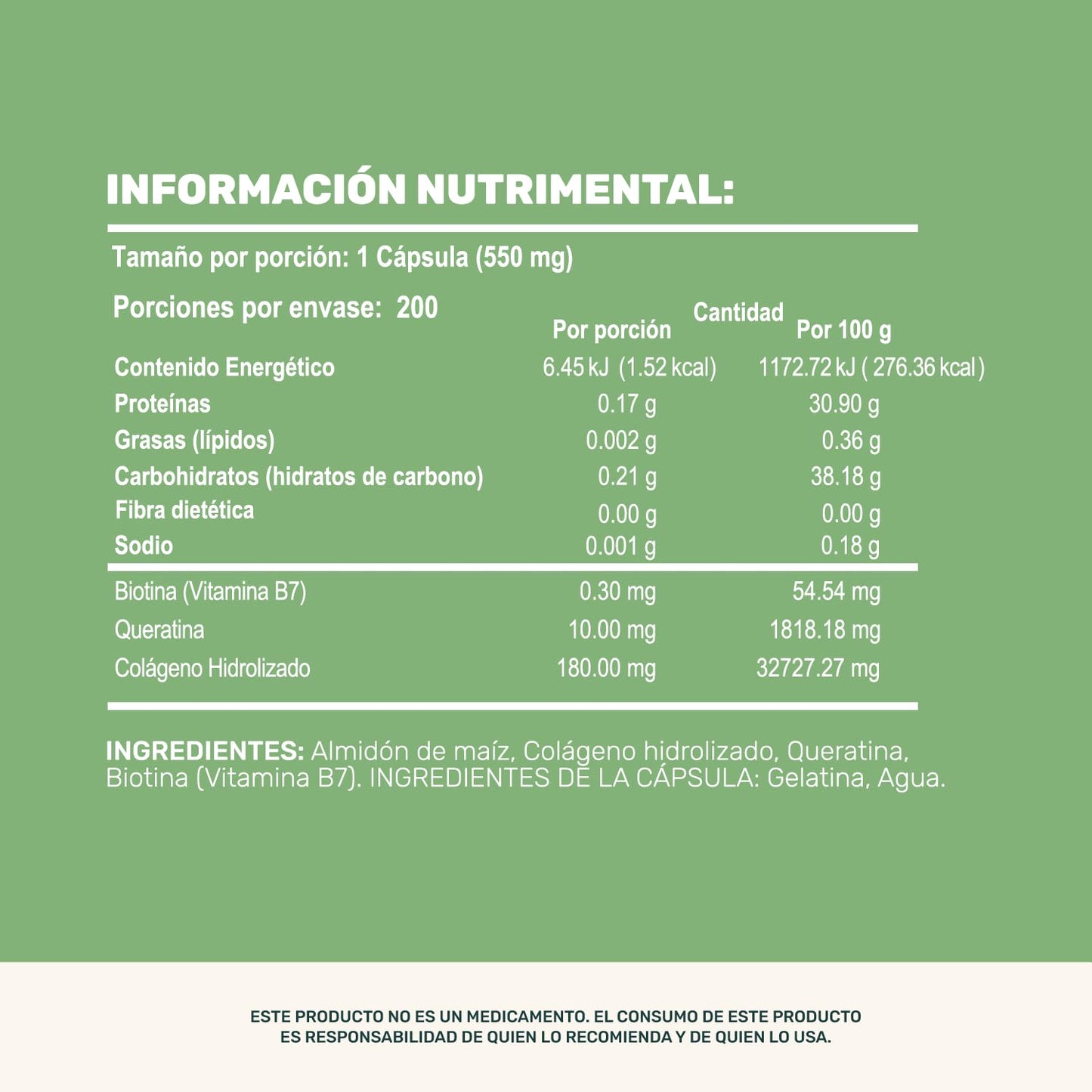 LIFE 360+ Collagen Biotin Keratin | 200 Cápsulas | Biotina, Queratina y Colageno Hidrolizado | Suplemento Alimenticio en Cápsulas a Base de Colágeno con Biotina y Keratina