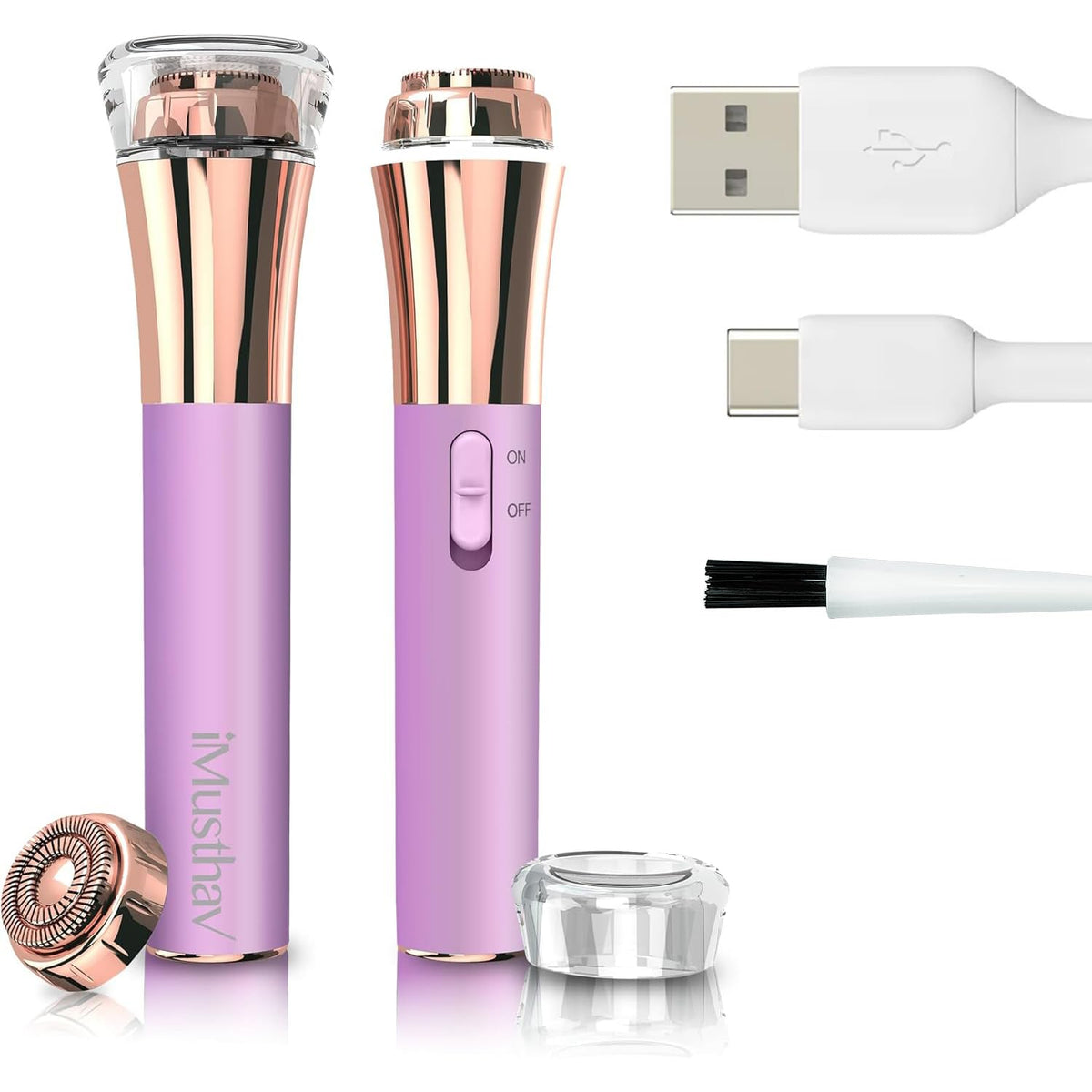Depiladora facial profesional, rápida, precisa, indolora, de labios y barbilla, para mujeres, recargable por USB, chapada en oro de 18 quilates, cabeza flotante de doble anillo de 13 mm, luz LED de