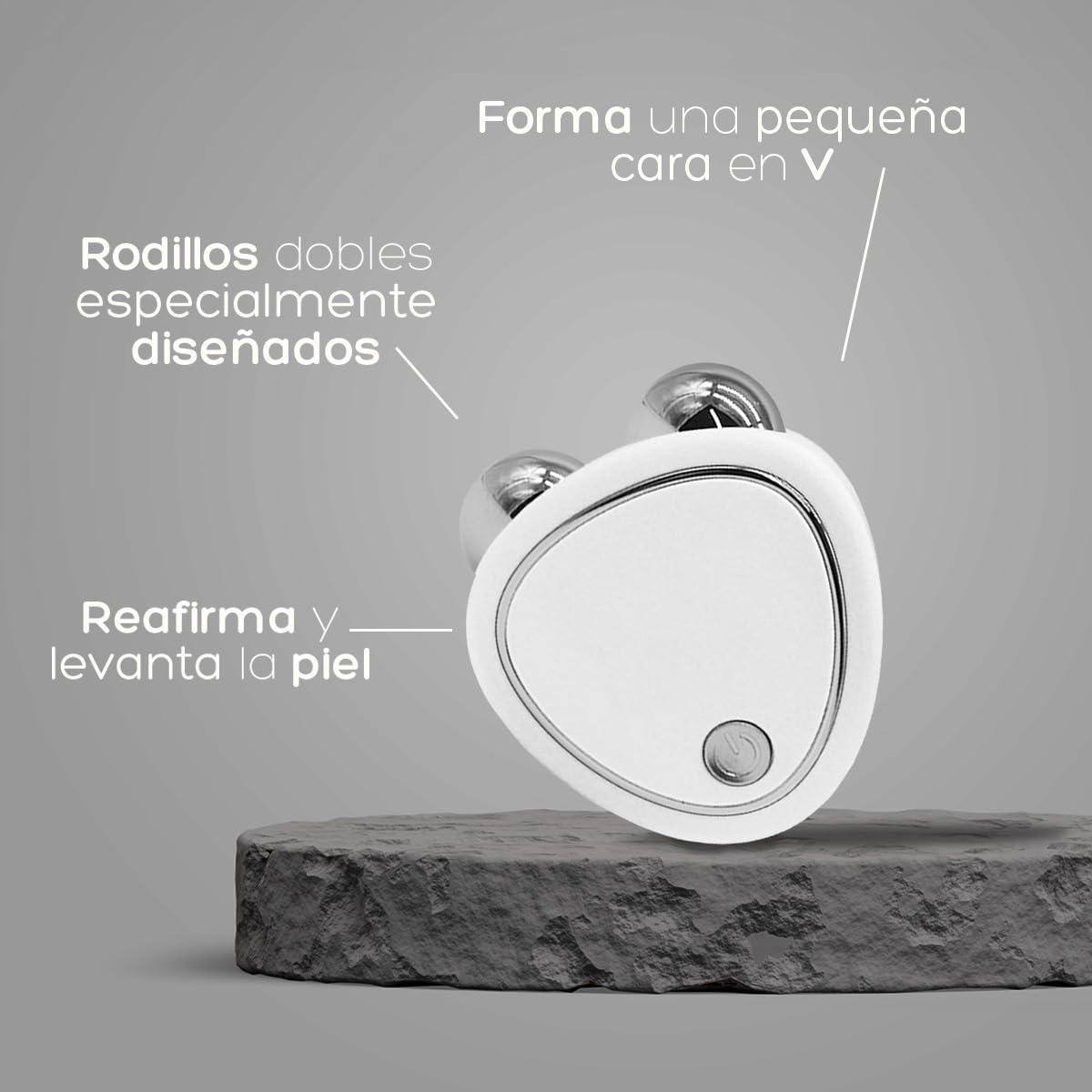 Tonificador facial dispositivo de rejuvenecimiento facial con Microcorriente Reductor de arrugas, Ejercita rostro, recargable con 3 niveles (Blanco)