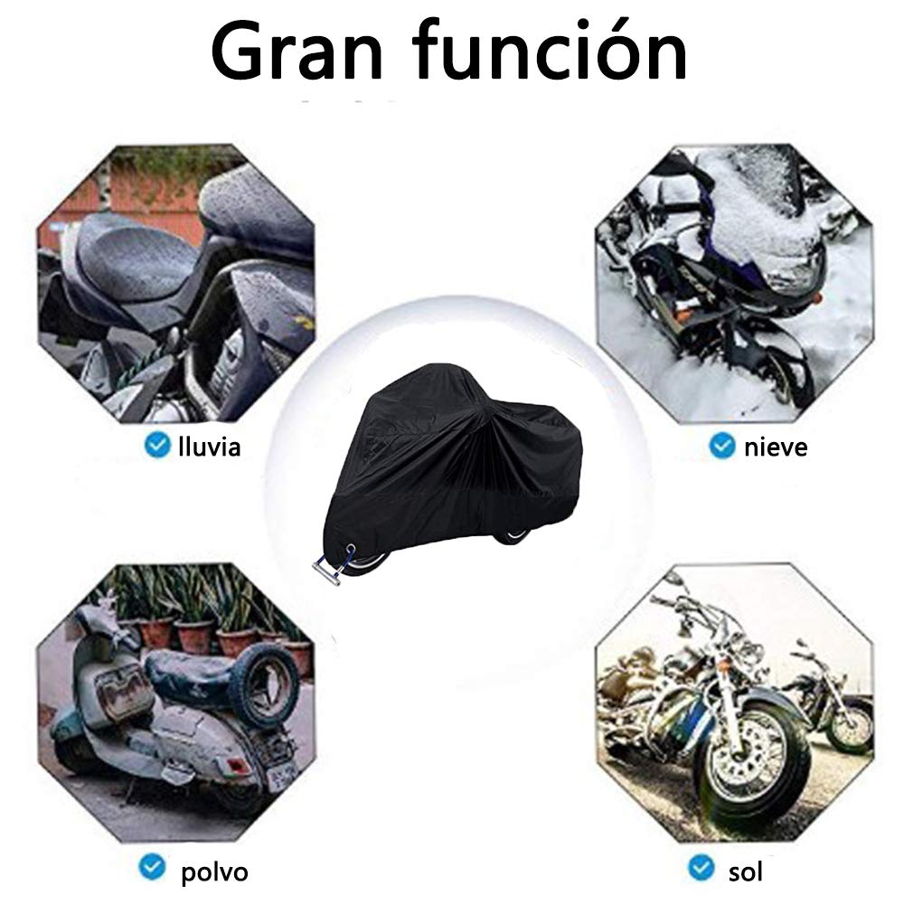 Carphone Warehouse - Cubierta de Motocicleta Scooter a Prueba de Agua - Protección Exterior contra Polvo Solar con Orificio de Bloqueo All Season Black XL
