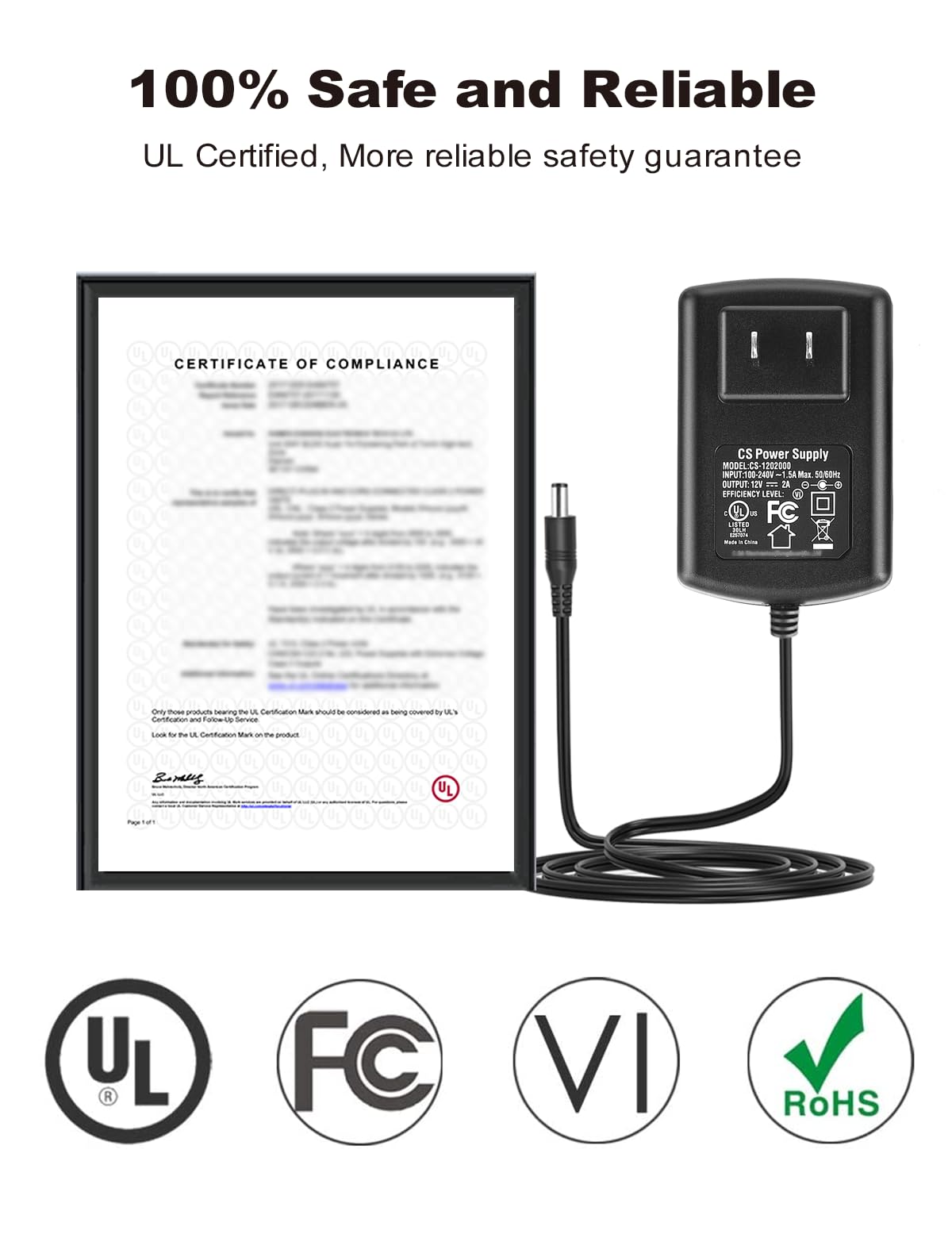 Lonnky - Cargador 12v, Adaptador de Corriente para Cámara de Seguridad DC 12 V 2 A con Divisor de 1 a 4 Potencias para Sistema de Cámara de Seguridad CCTV, Certificado ULFCC para América del Norte