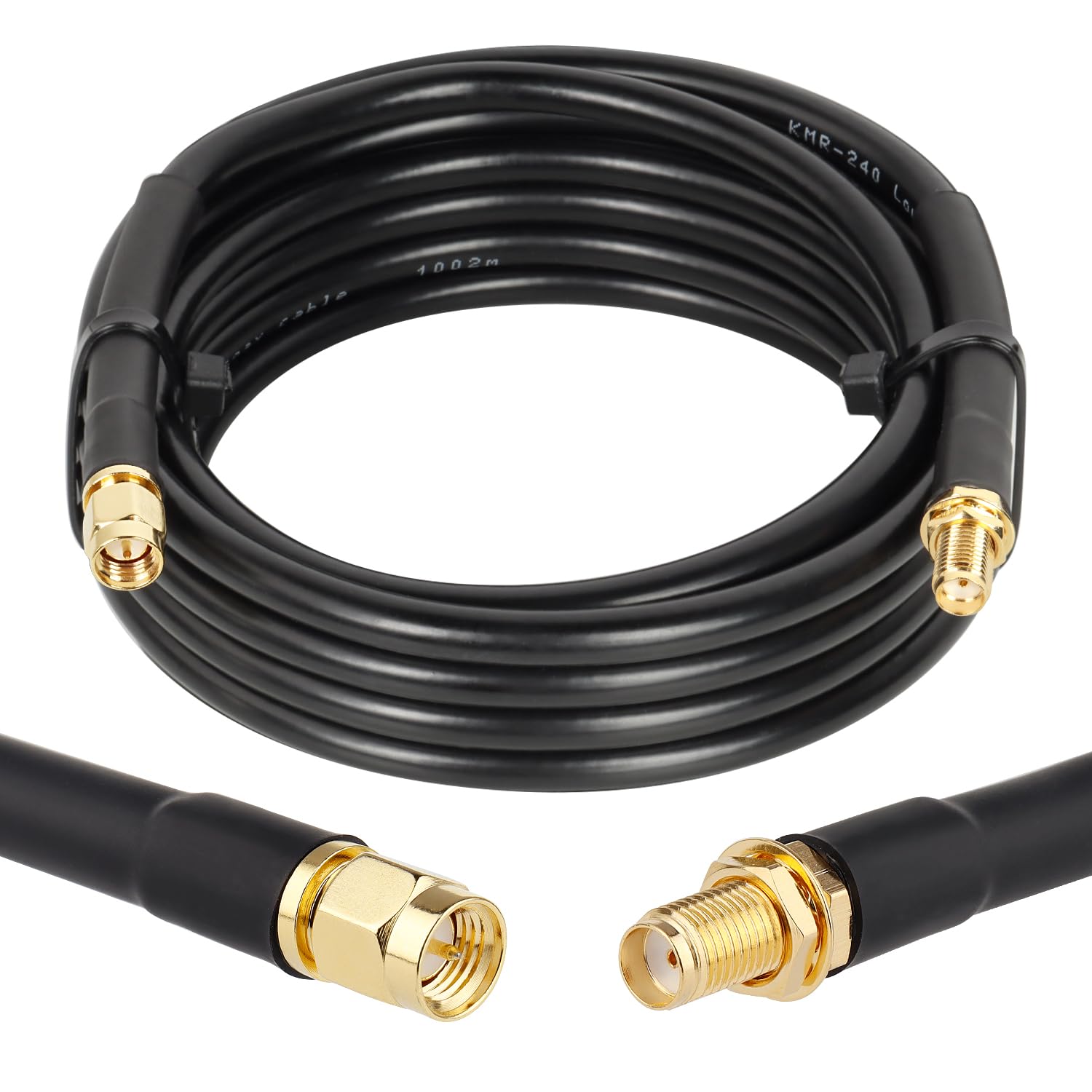 XRDS -RF Cable SMA de 12 pies, cable de extensión SMA con conector SMA macho a SMA hembra, 50 ohmios, KMR240, cable coaxial SMA de baja pérdida