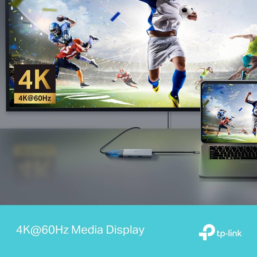 TP-Link Hub USB-C 5 en 1, HDMI 4K 60Hz, Carga Rápida PD 100W, Puertos USB-C 5Gbps y 2× USB-A, Plug & Play, Compatible con MacOS, Windows, Linux, iPadOS, iOS, Android, ChromeOS (UH5020C)