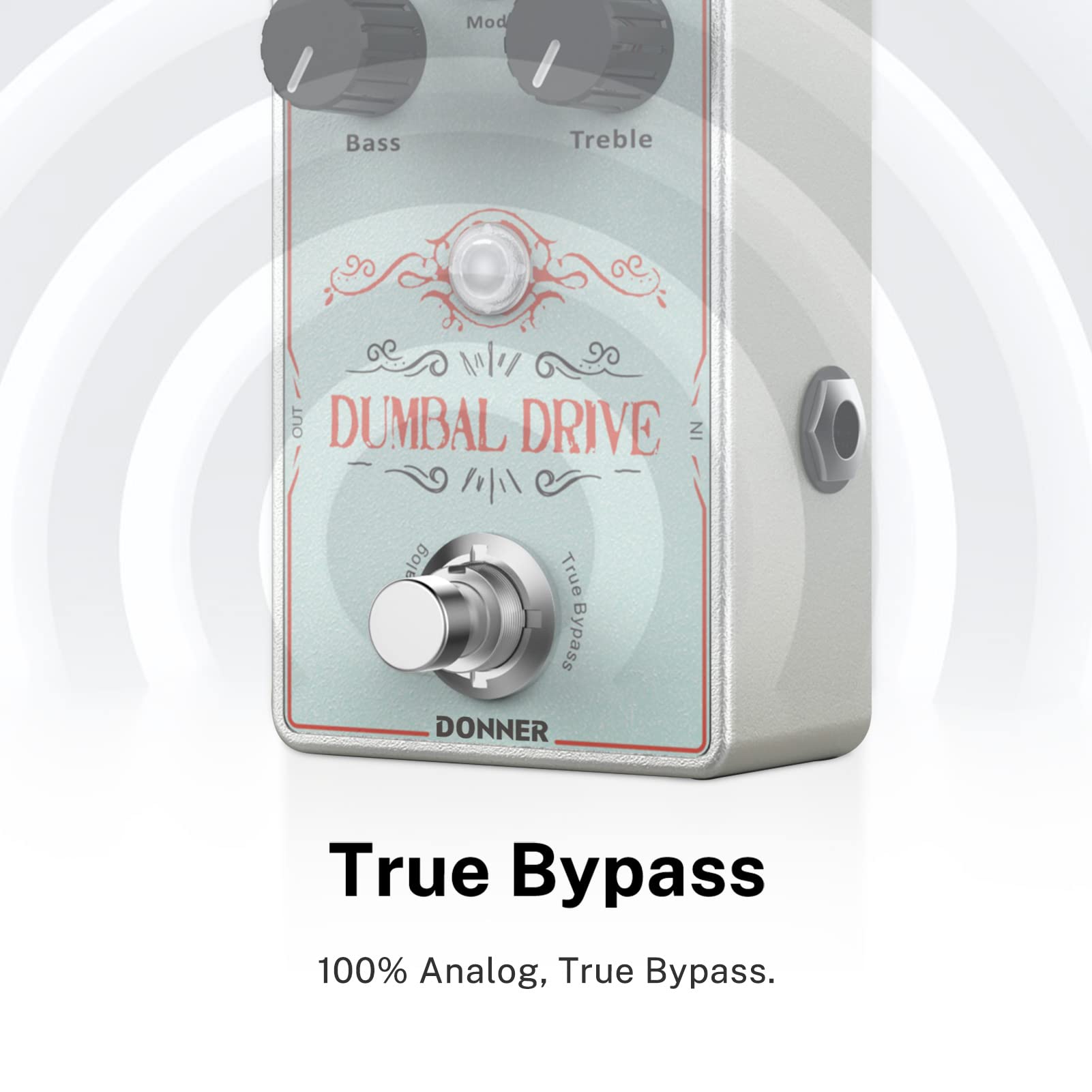 Donner Dumbal Drive Overdrive Pedal para guitarra eléctrica, estilo tonto con efecto de impulso de ecualizador de 2 bandas, puro bypass analógico