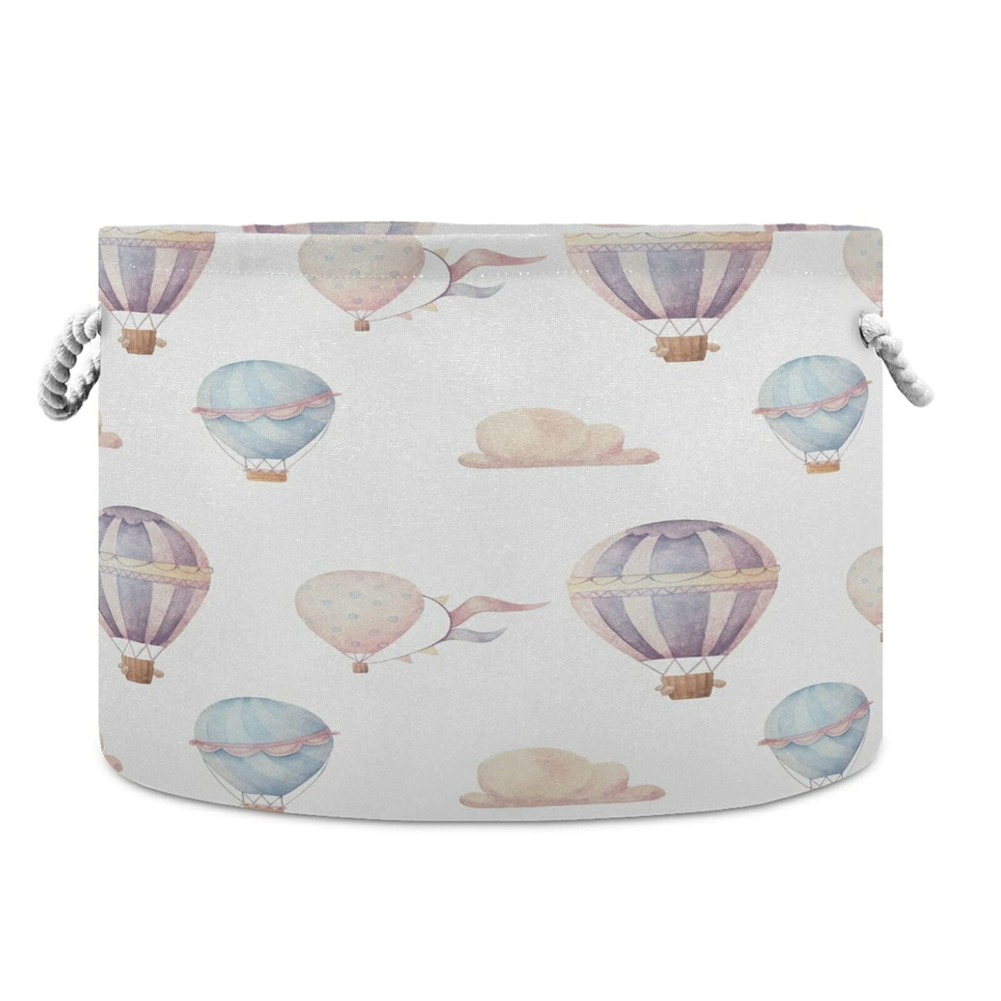 WELLDAY - Cesta de cuerda de algodón con globos de aire caliente para bebé, cesta de lavandería para mantas, juguetes