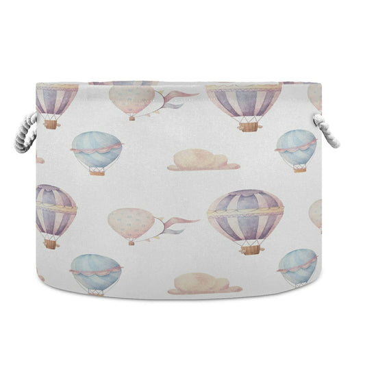 WELLDAY - Cesta de cuerda de algodón con globos de aire caliente para bebé, cesta de lavandería para mantas, juguetes