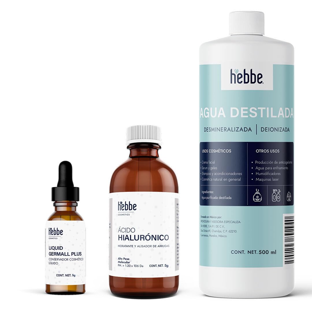 HEBBE - Kit para Preparar Ácido Hialurónico | Set Completo | Hidratación y Rejuvenecimiento | Ideal para DIY Cosmética | Ingredientes de Alta Calidad y Pureza.