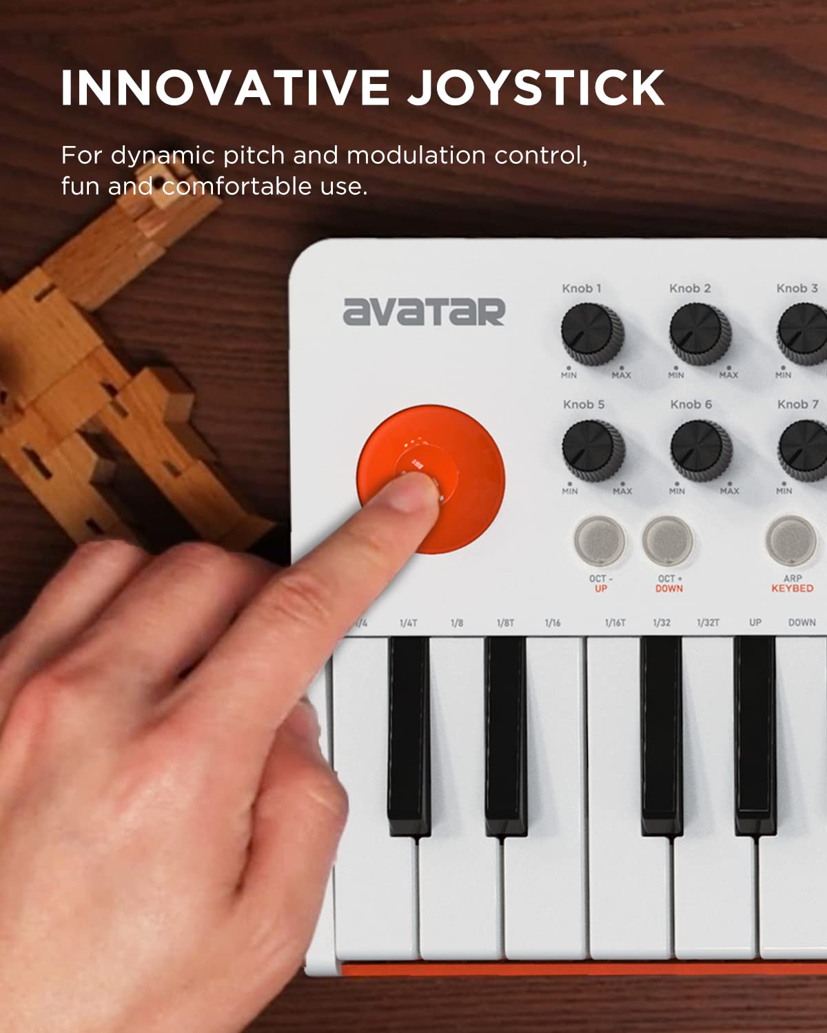 HXW EMK-25 - Teclado MIDI Bluetooth con 25 teclas, 9 almohadillas para orejas de ritmo retroiluminadas, visualización OLED, 8 perillas, software de producción musical incluido