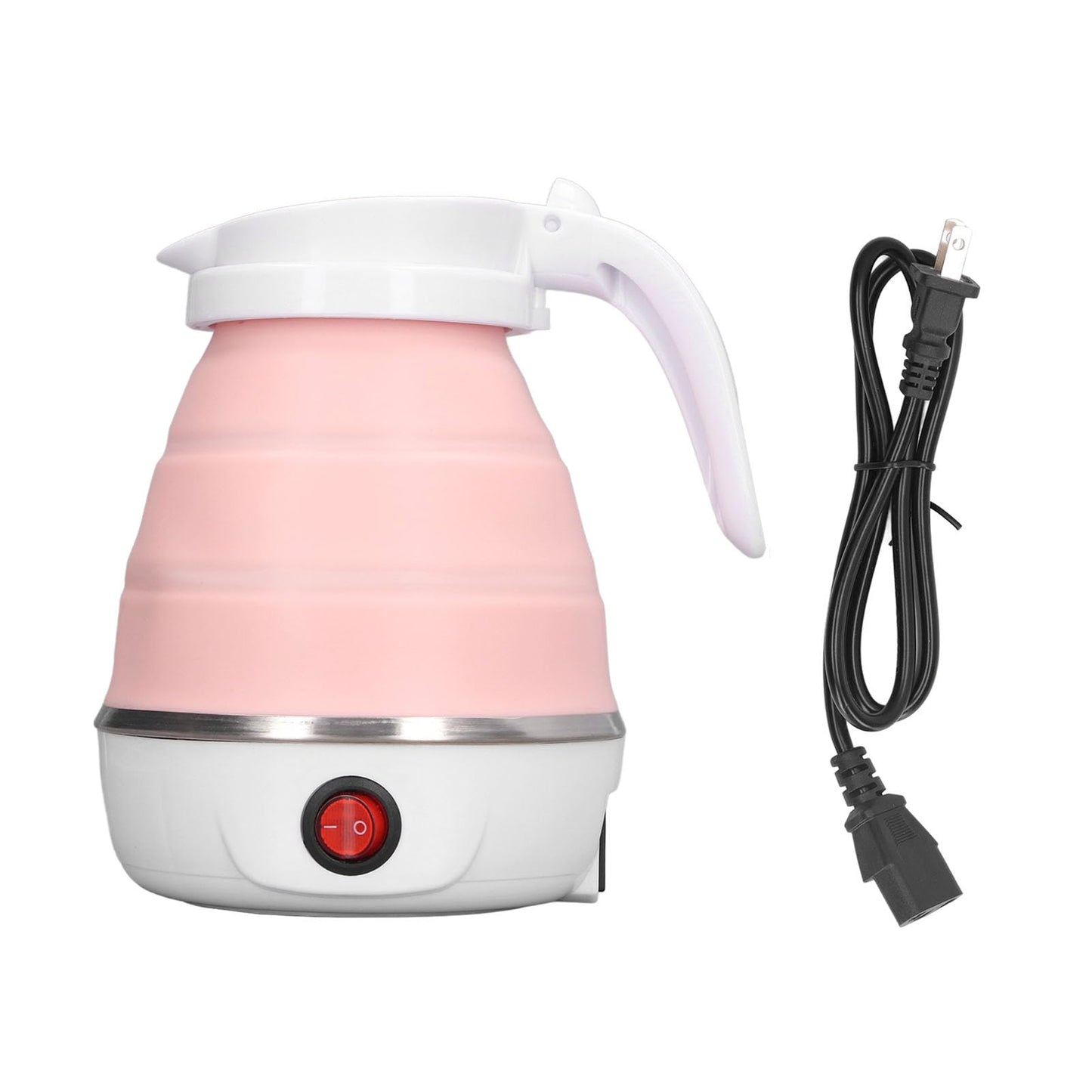 Hervidor Eléctrico Plegable, 0.6L 400W Enchufe de EE. UU. 110V Diseño Plegable Delgado para Hervidor de Agua Caliente Portátil de Viaje (Rosa)