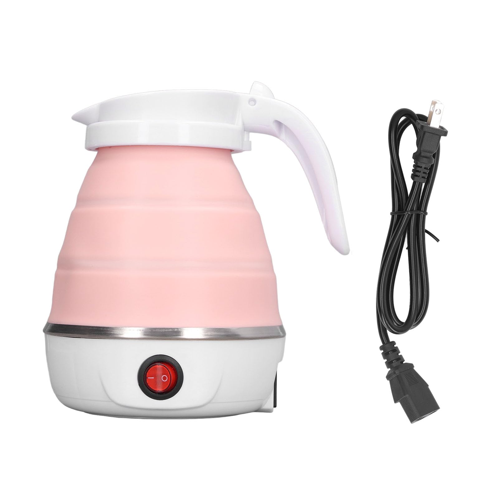 Hervidor Eléctrico Plegable, 0.6L 400W Enchufe de EE. UU. 110V Diseño Plegable Delgado para Hervidor de Agua Caliente Portátil de Viaje (Rosa)