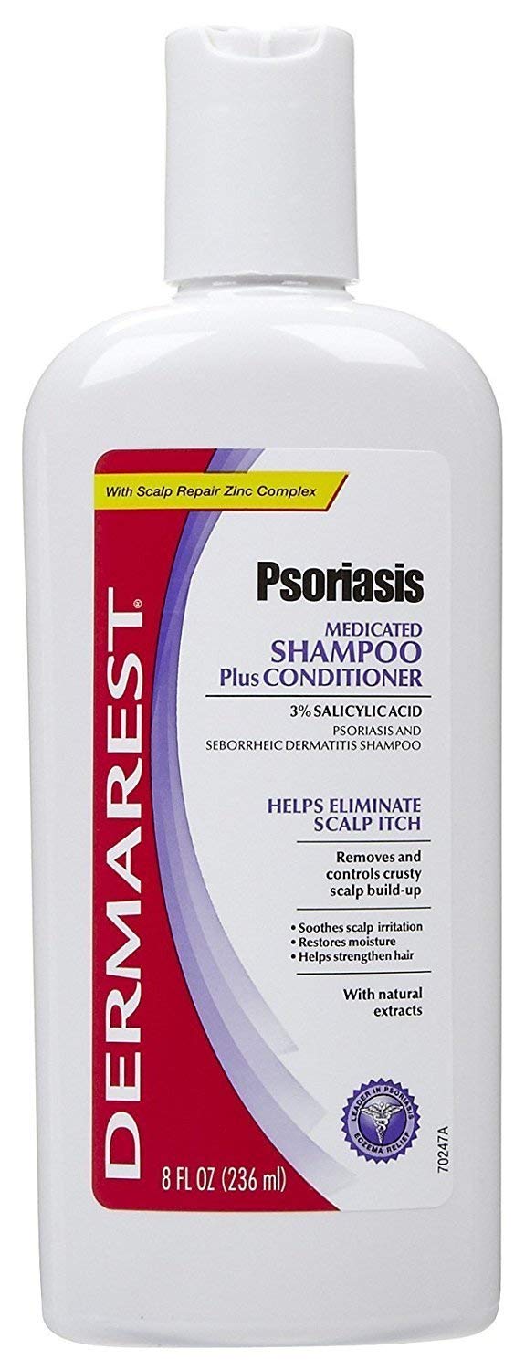Dermarest Psoriasis Medicated Shampoo Plus Acondicionador | El embalaje puede variar | 8 oz | 1 unidad