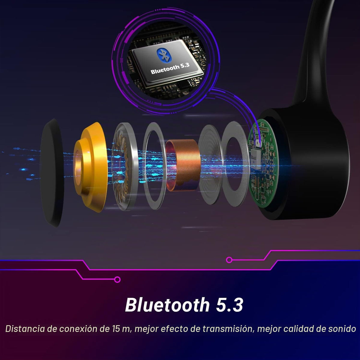 Auriculares August Bluetooth 5.3 con Sonido Óseo y Memoria MP3