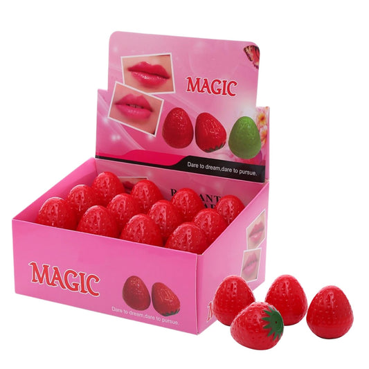 Bálsamo Labial de Fresa: 24 Unidades, Hidratante con Extractos de Plantas en Elegante Envase. Ideal para Maquillaje de Mujer y Niña. ¡Compra Online!