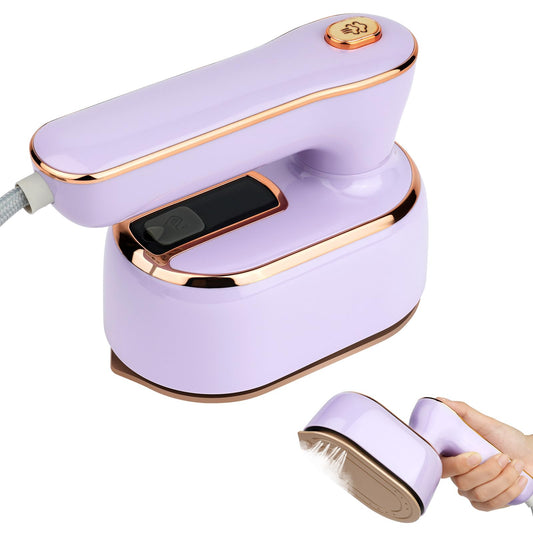 AUAUY Plancha de Vapor Mini, 1000 W, Plancha de Viaje portátil, Plancha de Mano con depósito de Agua de 100 ml, Planchado seco y húmedo, Vapor pequeño, para el hogar y los Viajes (Morado)
