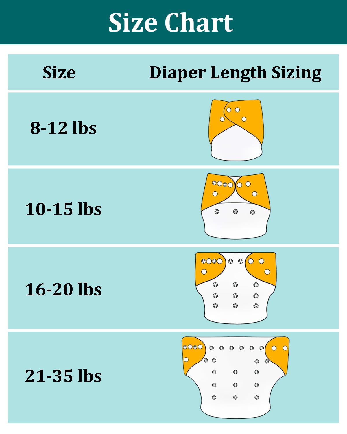 Babygoal - Pañales de tela reutilizables, ajustables y lavables 6 piezas + 6 insertos de microfibra