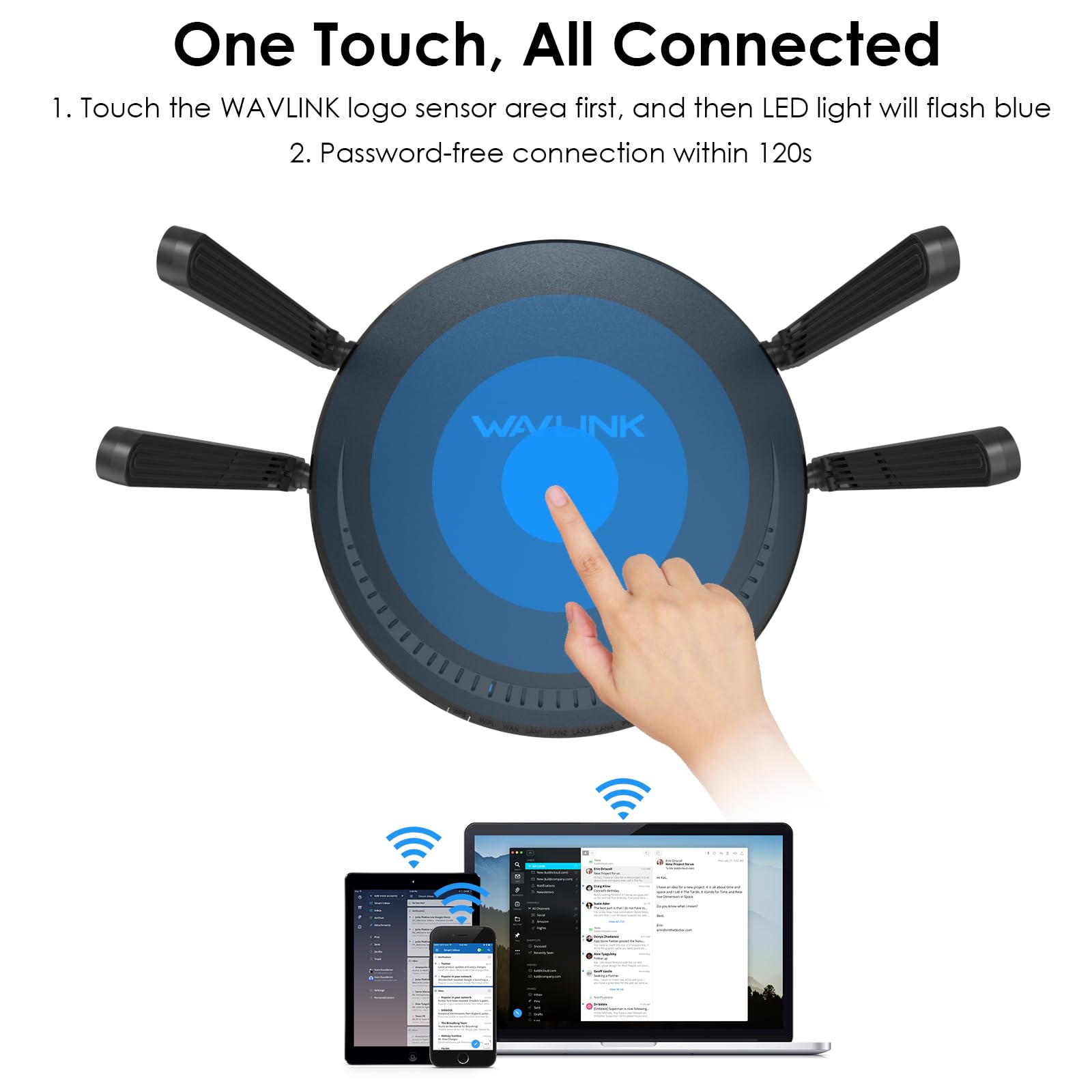Router Inalámbrico WAVLINK AX3000 Gigabit con Antenas de Alta Ganancia Doble Banda WiFi 6