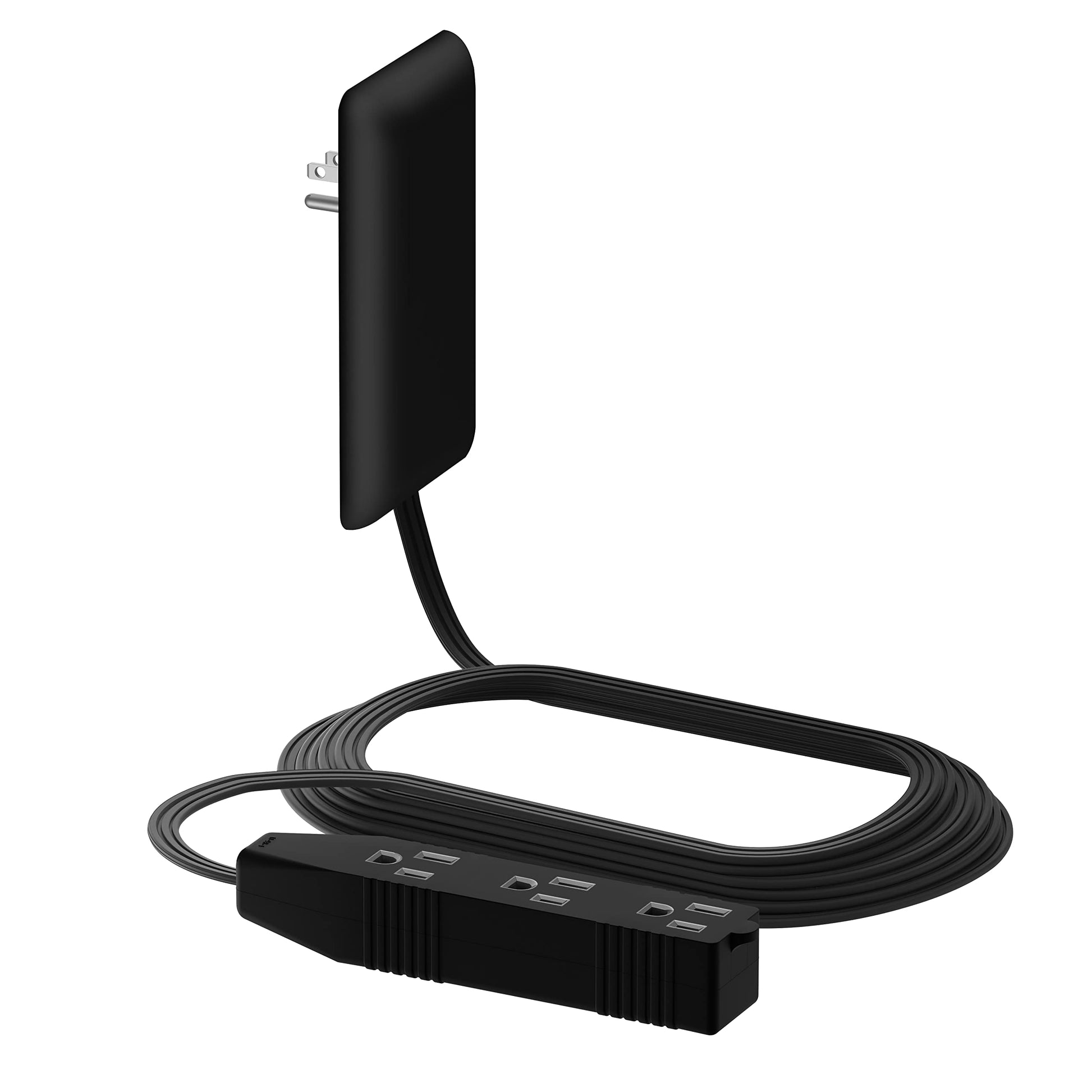 LIDER Extensor de Tomacorriente de Cara Plana con 3 Receptáculos, Placa de Pared Ultra-Delgada con Extensor de Cable y Regleta de 3 Tomas, Cable de 8 pies, LWE8-315-BK, Certificado ETL, Negro