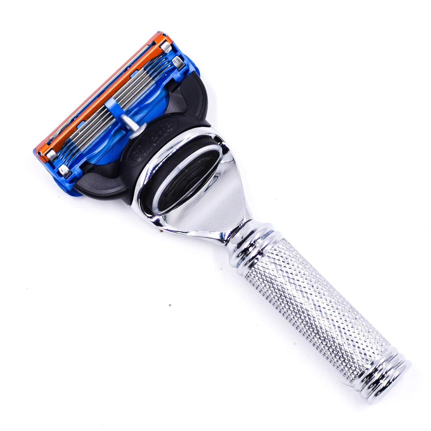 Parker - Maquinilla de afeitar de seguridad, 5 cuchillas Gillette Fusion compatible con viaje, con funda de piel de lujo