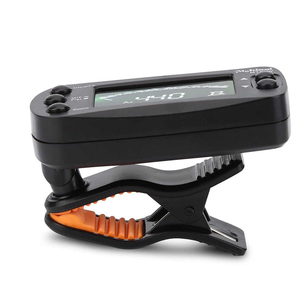 Bnineteenteam Clip On Guitar Tuner, 2 in 1 Guitar Tuner with Metrónomo, Digital Guitar Tuner with LCD Display, Portable Clip-On for Guitar, Bass, Violin, Ukulele, Musician, Student, Home Use