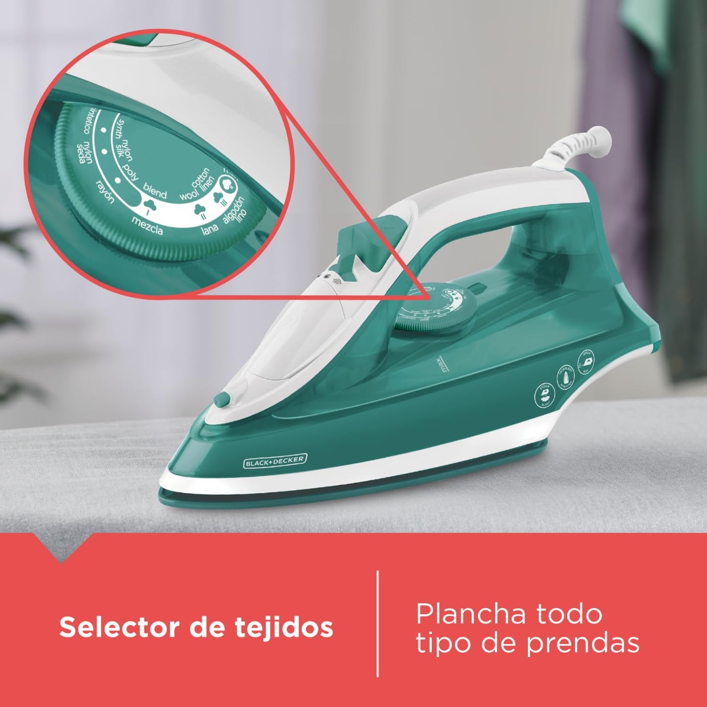 Black+Decker Plancha de Vapor TrueGlide muy durable y más vapor, Tanque de Agua 250ml, IRBD352