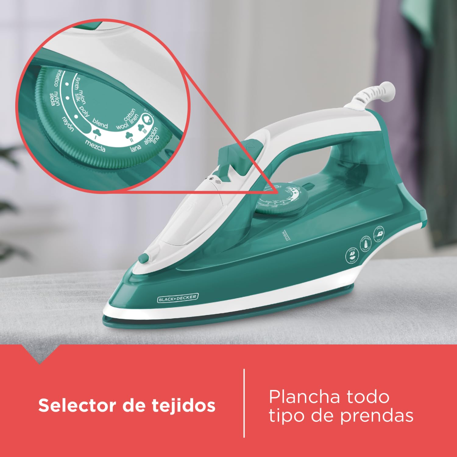 Black+Decker Plancha de Vapor TrueGlide muy durable y más vapor, Tanque de Agua 250ml, IRBD352