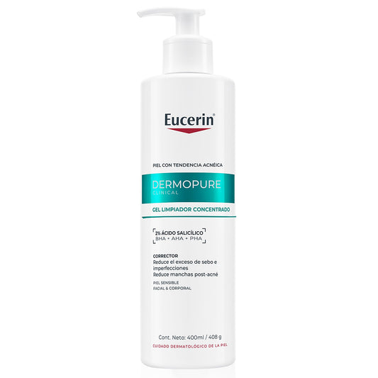 EUCERIN DermoPure Gel de Limpieza Concentrado 400ml Gel Facial con Ácido Salicílico para Rostro y Cuerpo, Anti-Manchas, Anti-Imperfecciones, Anti-Brillo. Ideal para piel grasa y/o con imperfecciones