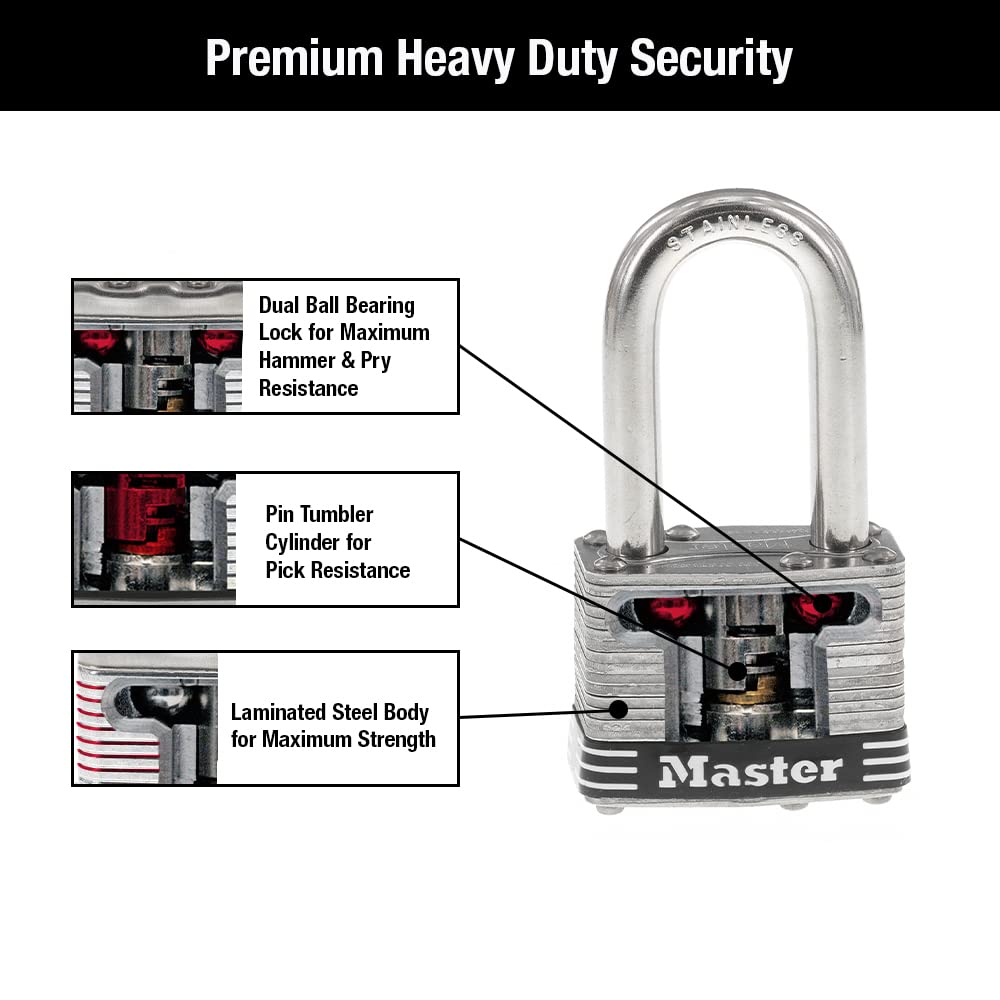 Candado de Acero Inoxidable Master Lock 1SSKADLF para Exteriores con Llave