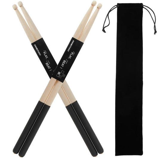 2 Pairs Baquetas Bateria,Profesionales Baquetas de Arce 5A,Juego de Baquetas Electronica,4 Piezas Antideslizantes Con Bolsa Almacenamiento,Accesorios Percusión,Adecuado Adultos Estudiantes
