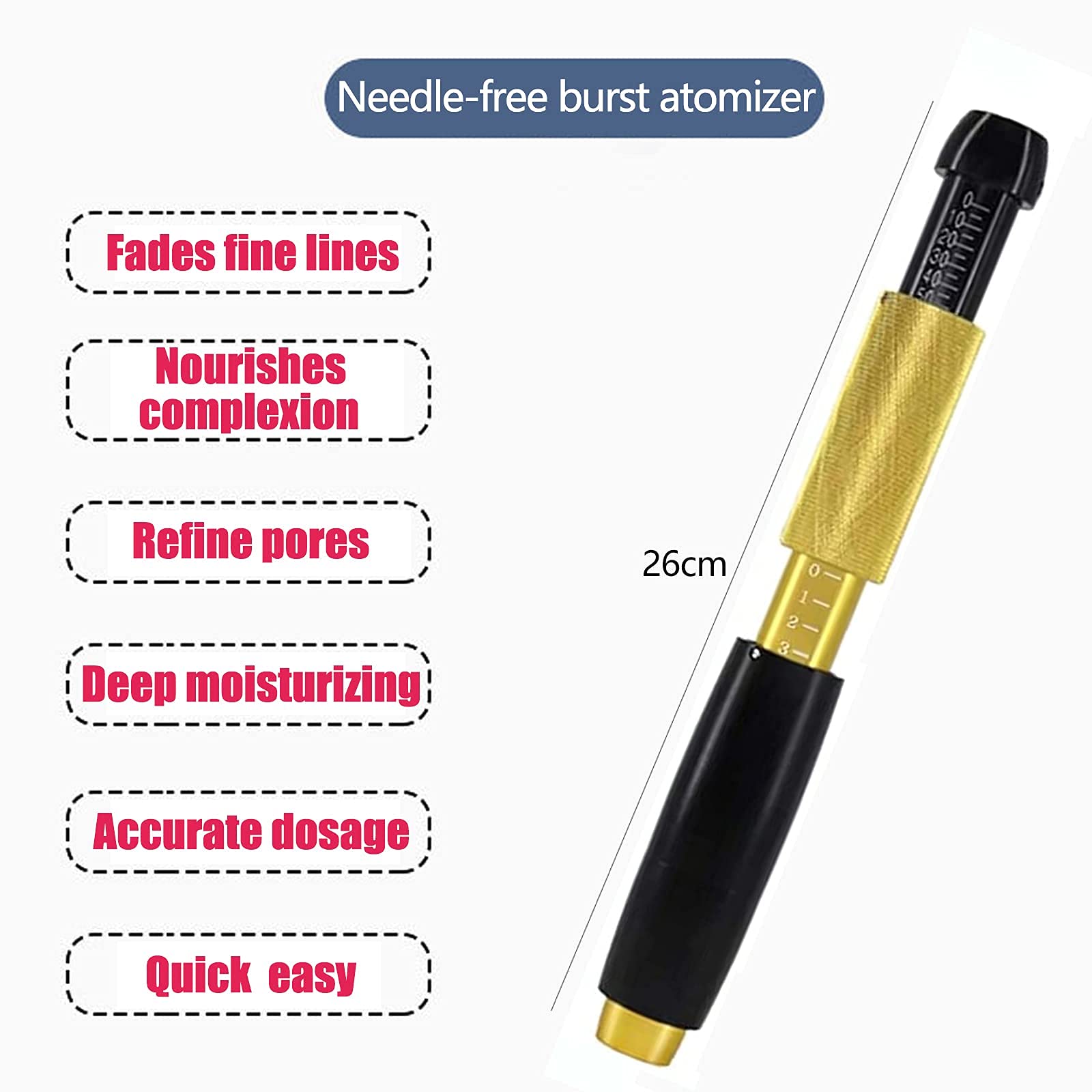 Bolígrafo hialurón de 0,5 ml, nebulizador ajustable de 3 etapas para el cuidado de la piel, para eliminación de arrugas y engrosamiento de los labios