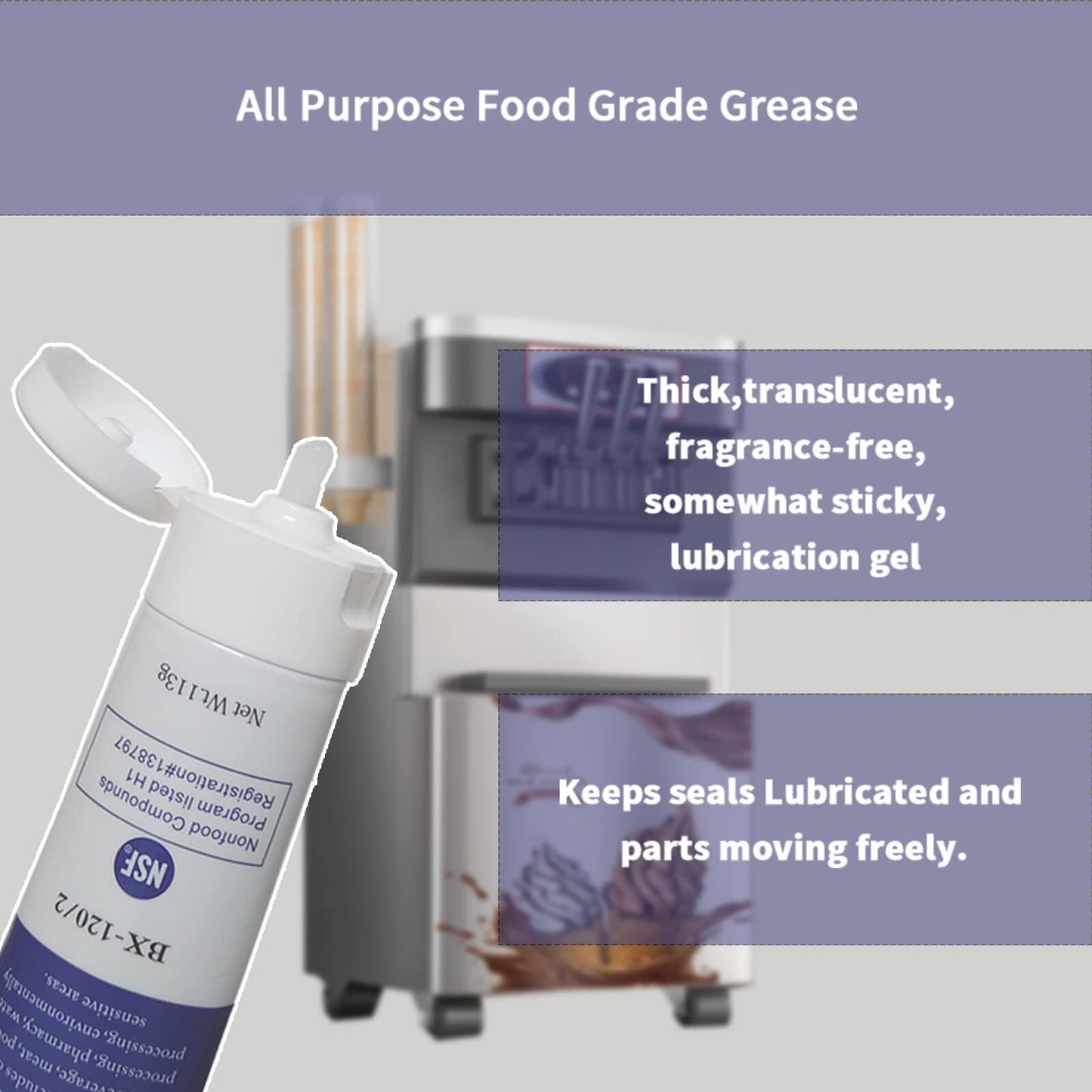 LewisCare Lubricante de máquina apto para alimentos para equipos de postres congelados, 1 x 4 onzas