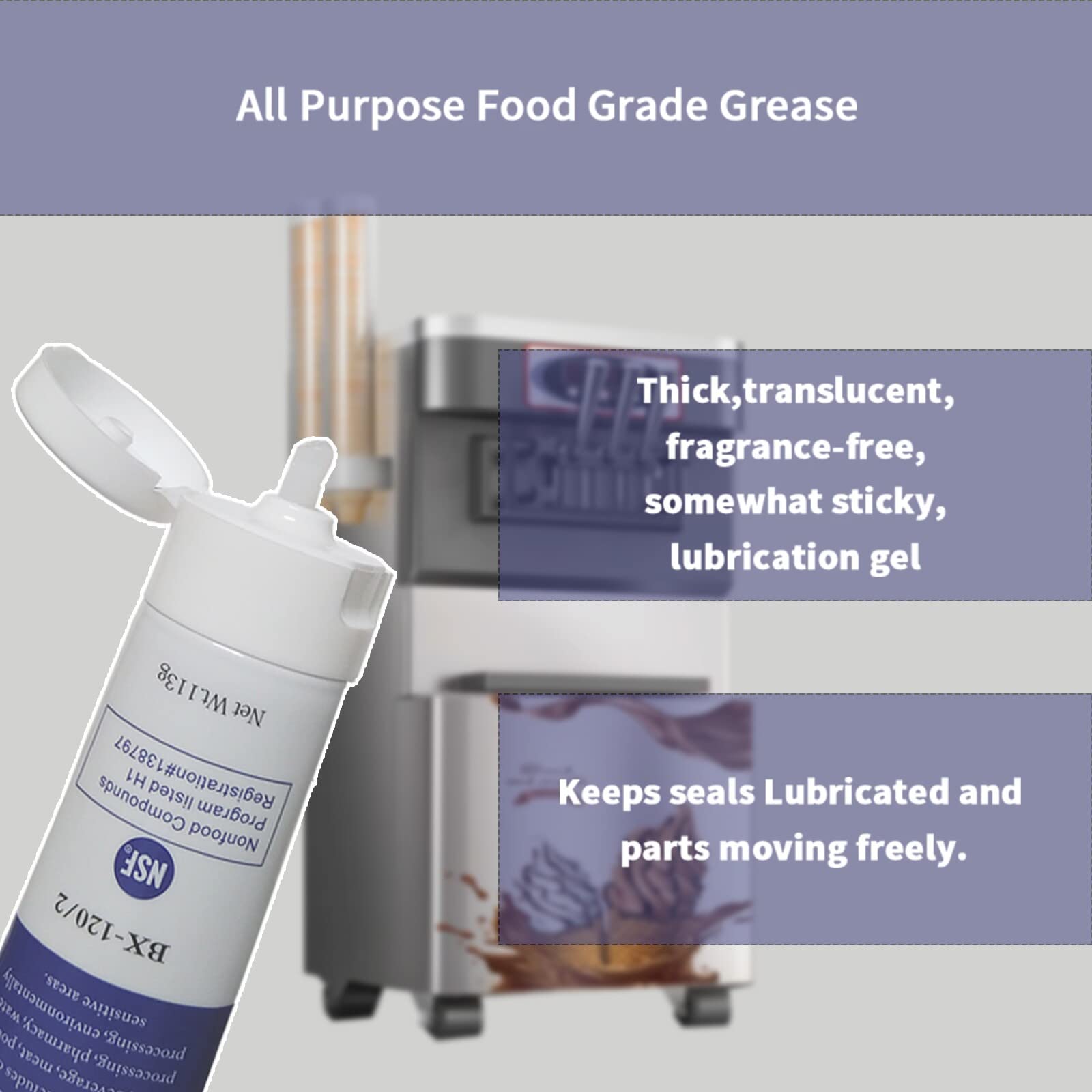 LewisCare Lubricante de máquina apto para alimentos para equipos de postres congelados, 1 x 4 onzas