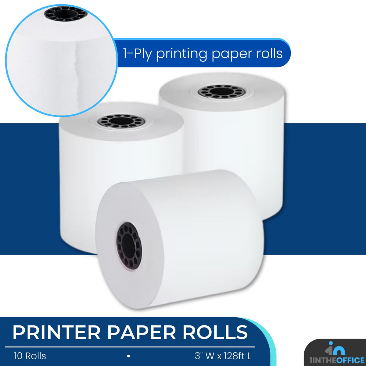 Papel de Impresión 1InTheOffice Blanco 7.62 cm x 3904.00 cm 10 Rollos