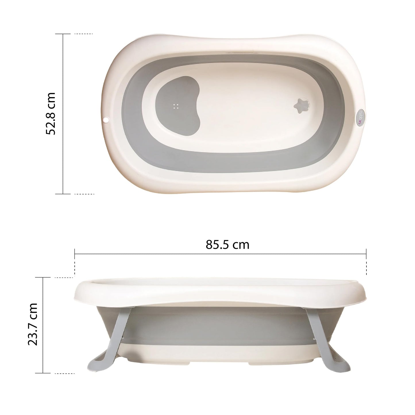 Tubbies Tina/Bañera plegable para bebe Tubbies 2go (Small) + Toalla (Tubbies 2 Go Small + Toalla Gris)