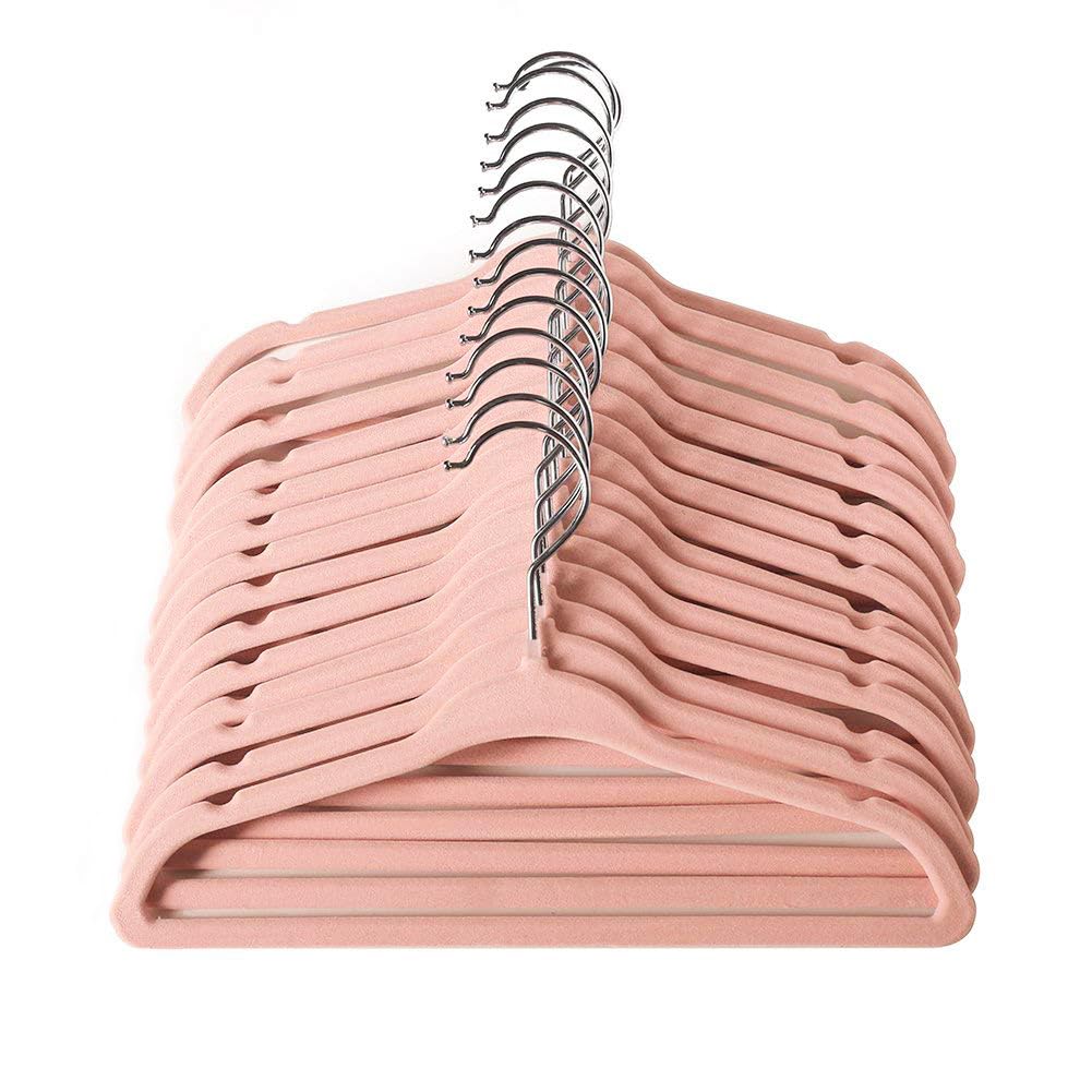 ManGotree Perchas de Terciopelo para Bebés de 28 cm Paquete de 15 Rosa Claro