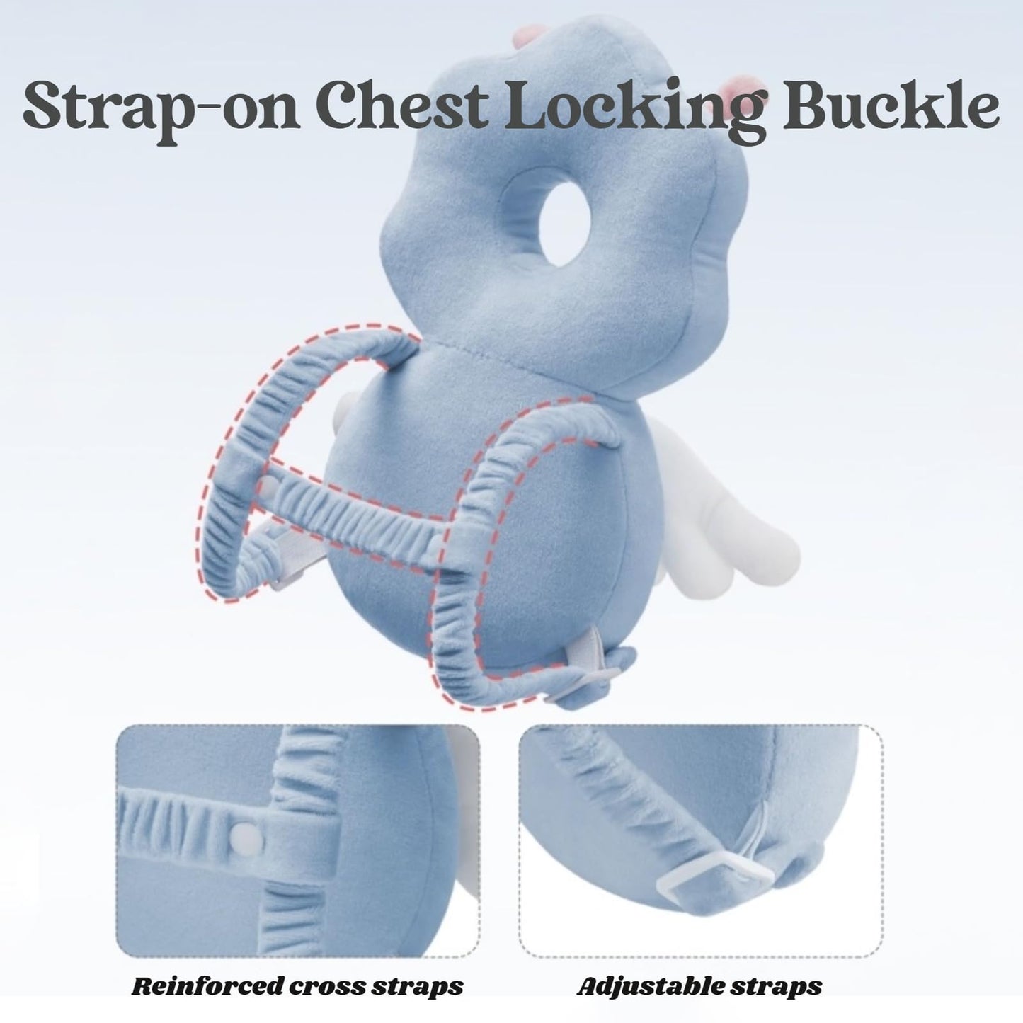 Mochila Ajustable para la Cabeza del Bebé Suave y Transpirable con Rodilleras Seguras