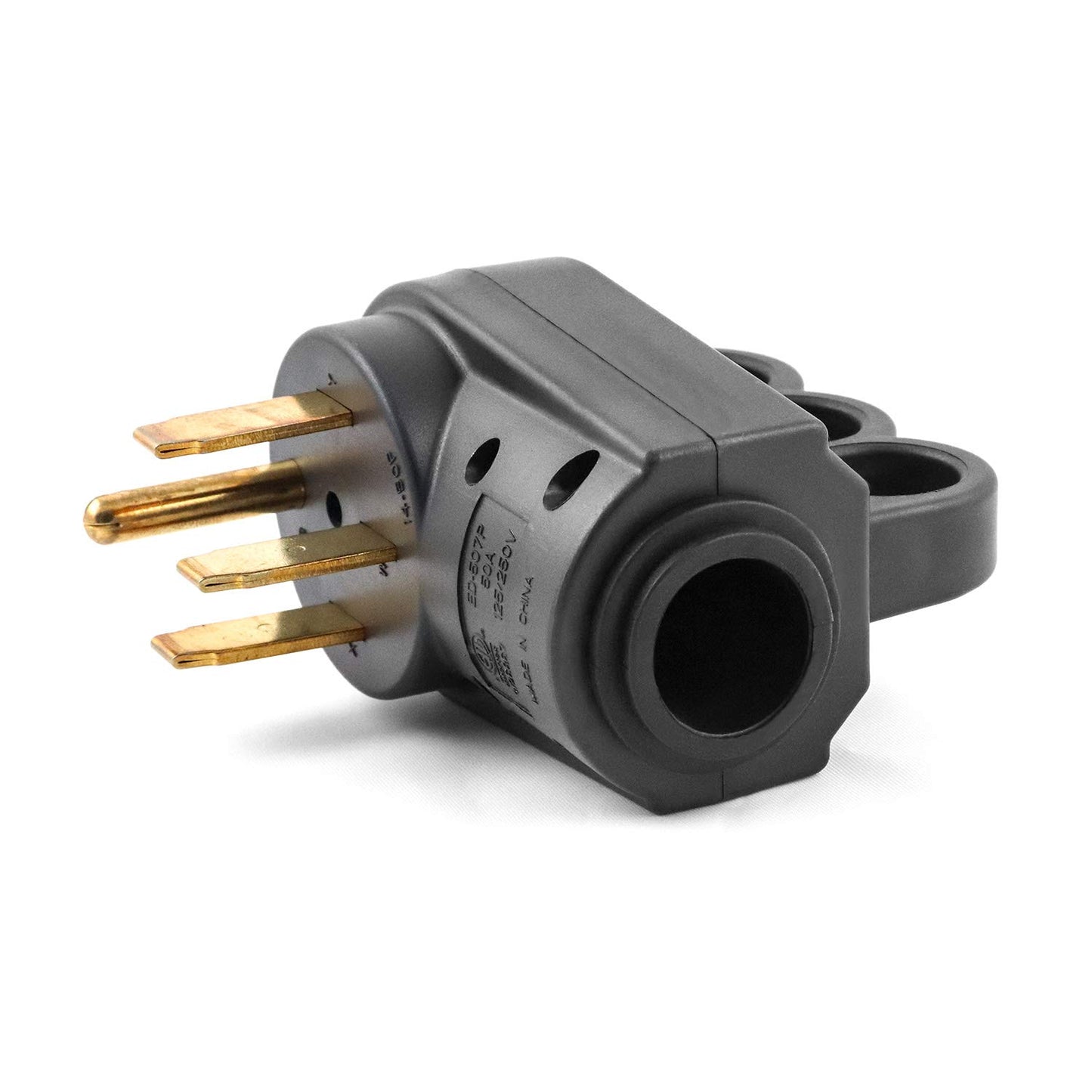 QWORK Nema 14-50P - Enchufe de repuesto para caravana macho de 50 amperios, 125/250 V con mango para remolque de caravana