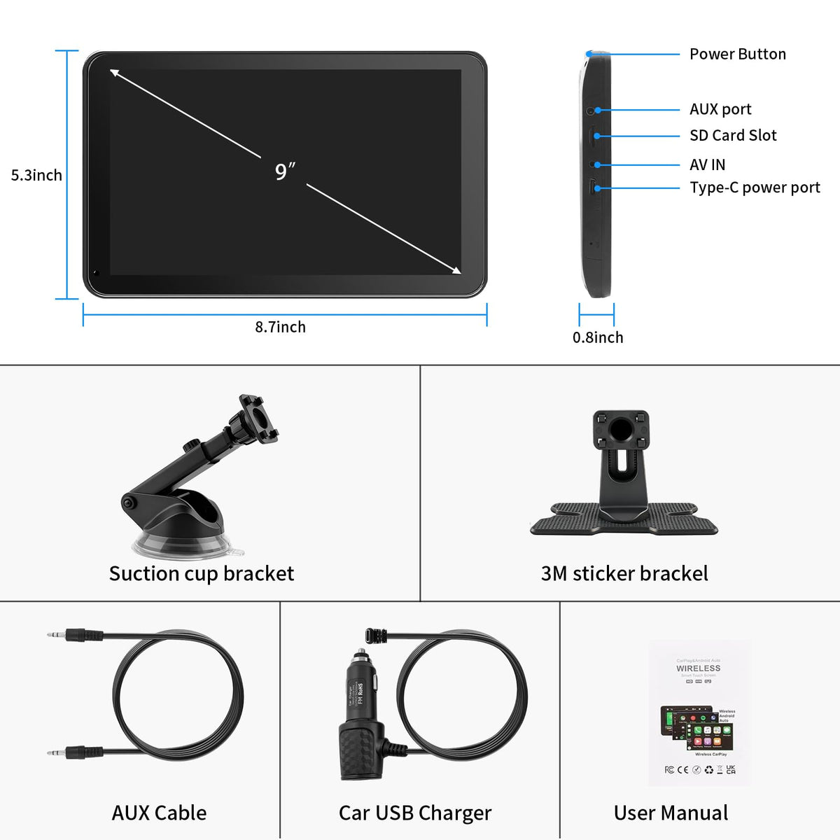 Visualización CarPlay Plateado para Coche