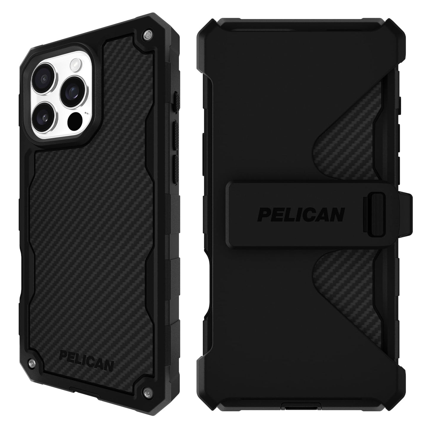 Estuche para iPhone 16 Pro MAX Pelican Carbono Compatible con MagSafe y Funda con Clip para Cinturón