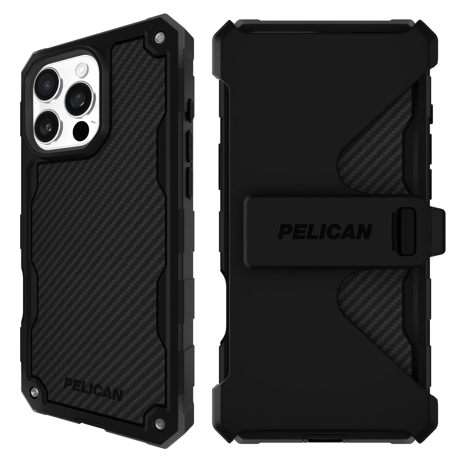 Estuche para iPhone 16 Pro MAX Pelican Carbono Compatible con MagSafe y Funda con Clip para Cinturón