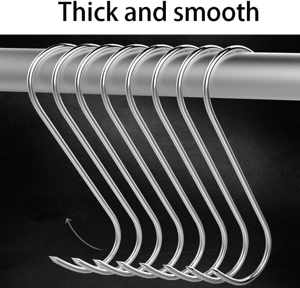 GYUEE - Ganchos para carne de acero inoxidable, 20 unidades, en forma de S, montaje en pared, resistente, 15 cm, para cocina, fumar, secar, almacenamiento