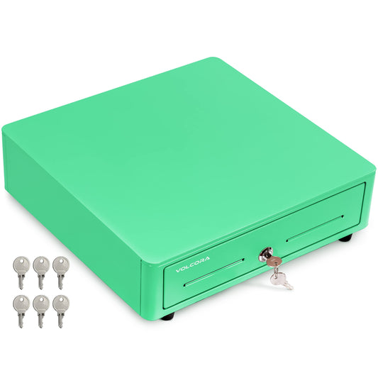 Cajón Registrador Volcora Negro Esquina Redonda con Bandeja Extraíble para Sistema POS