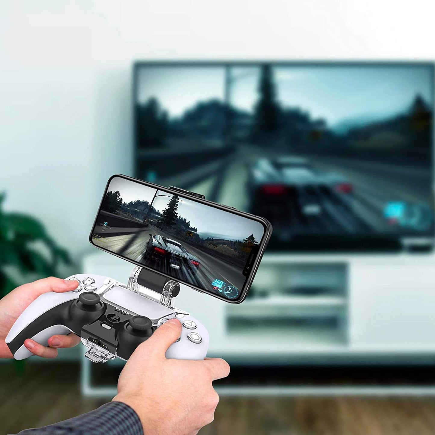 Soporte de Teléfono Ajustable Orzly PS5 para Juegos DualSense Blanco