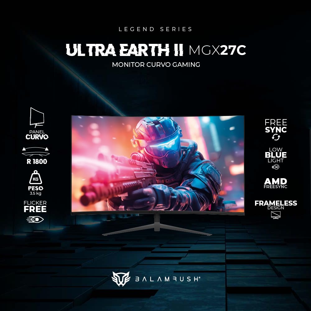 Balam Rush Monitor Gamer Curvo 27 Ultra Earth II MGX27C 1ms 165Hz Full HD VA LED USB-C BR-938273