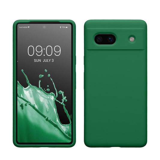 kwmobile Carcasa Compatible con Google Pixel 7a Funda - Case TPU y Silicona antigolpes - Apto Carga inalámbrica - Verde trébol