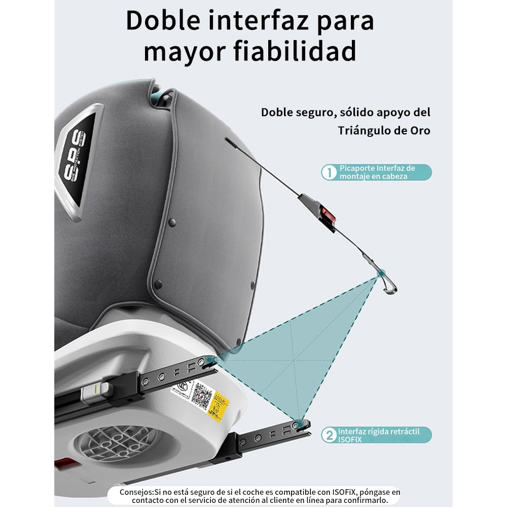 FINYQBET Autoasientos para Bebé, Asiento para Bebé Carro 3 en 1,Crecimiento Sostenible, Seguro y con Rotación 360°,Arnés de Cinco Puntos y Protección Biónica rosa