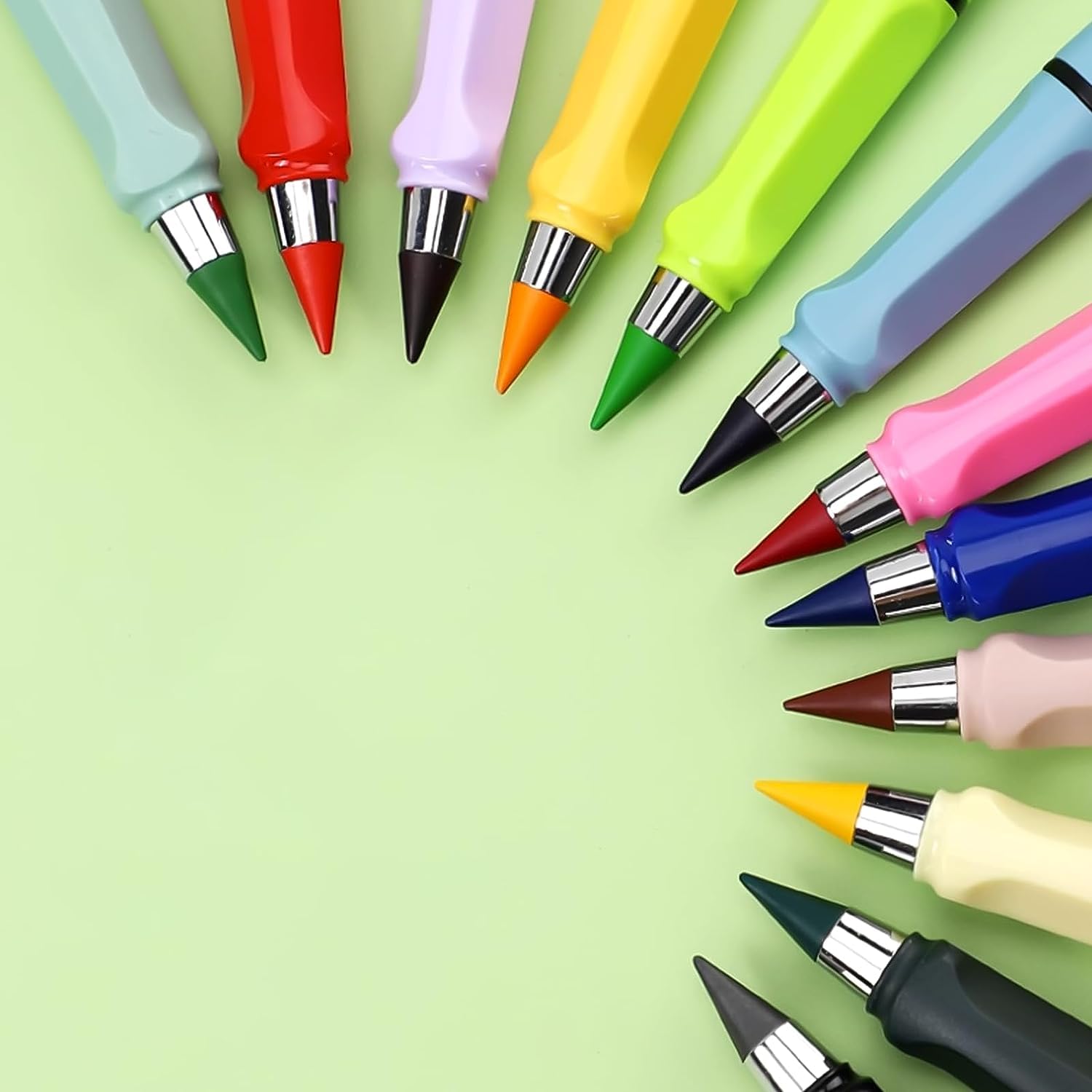 Lápiz Infinito, Lápiz para Siempre de 12 Colores, Lapices Infinito de Color, Lapices Infinito de Escritura de Larga Duración con 12 Cabezales Reemplazables, Nunca Afila Lápiz Eterno Sin Tinta